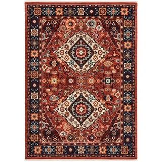Style Haven Leander Double Medallion Fringed Wool Blend Area Rug