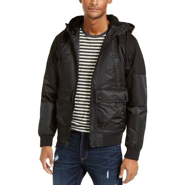 American Rag Men S Ross Hooded Bomber Jacket Black Size Small Overstock 33274040