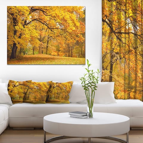 Designart - Golden Autumn Forest - Landscape Photo Canvas Print