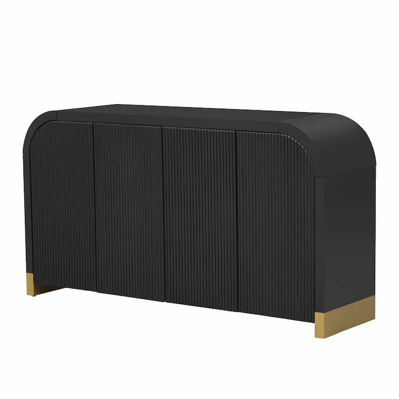 4-door Unique Wave Pattern Design Storage Cabinet