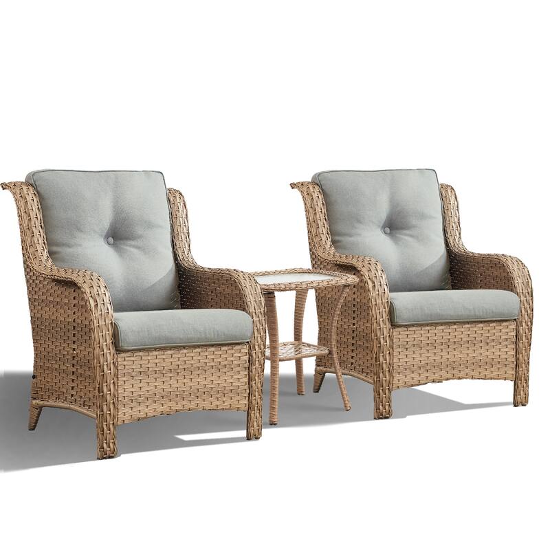 Pocassy Outdoor Patio Chairs Ottoman Table with 4 Inch Cushion