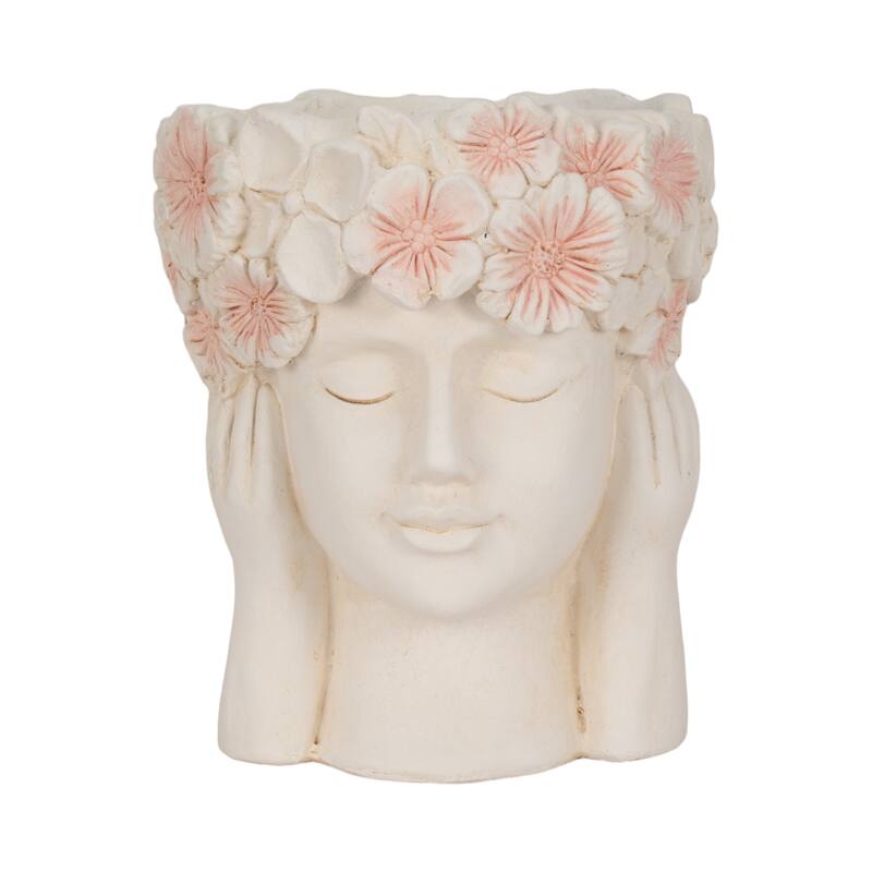 Unique Bust Style Resin Planter or Flower Pot with Crown Detail