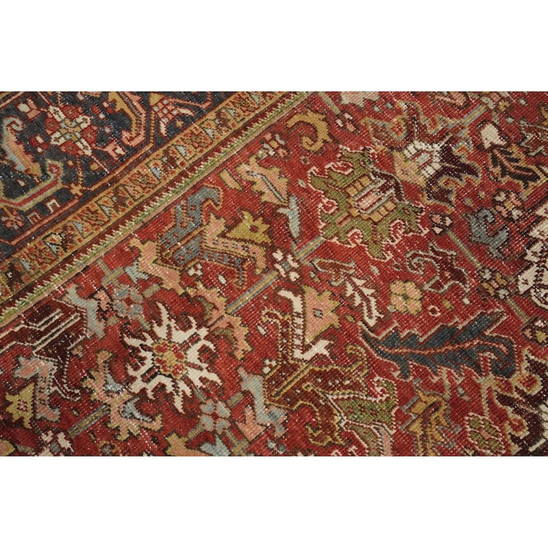 Hand Knotted Oriental 100% Wool Carpet Traditional All-Over Oranges & Rust Heriz (serapi) Area Rug - 10' 0'' X 7' 4''