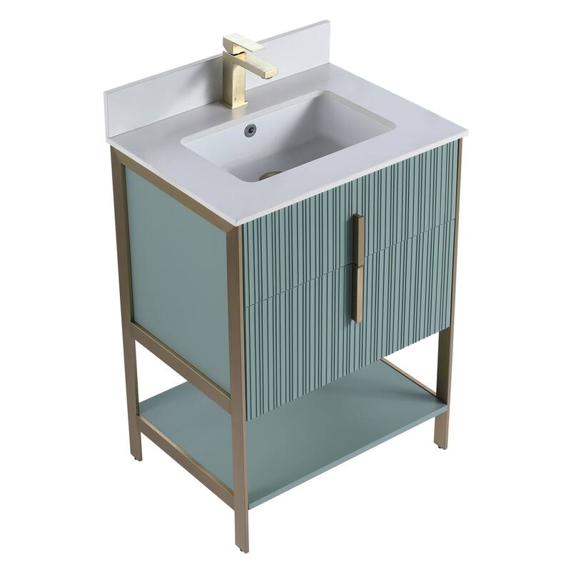 Fine Fixtures Serenity Modern Bathroom Vanity with White Stone Top