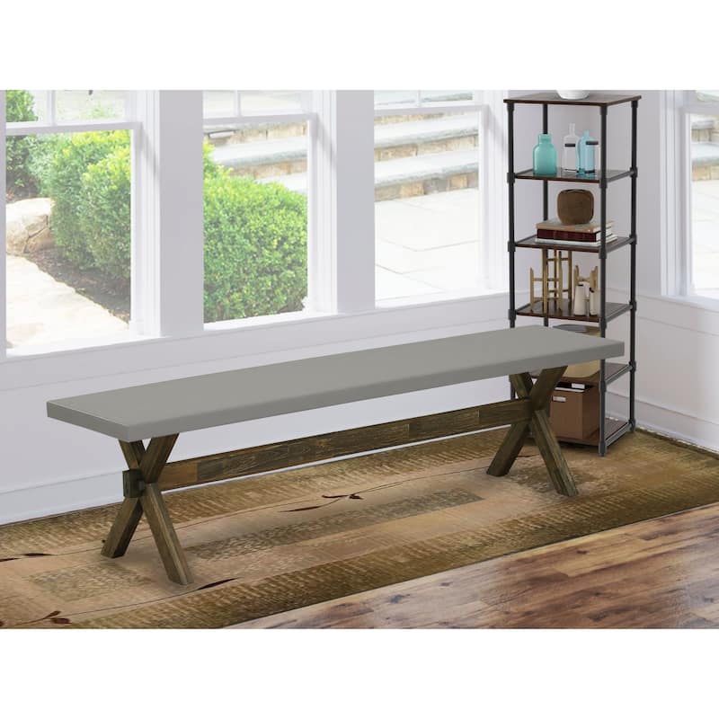 East West Furniture X-Style Modern Dining Bench with Wooden Seat, 72x15x18 Inch, Multi-Color (Finish Options) - XB797
