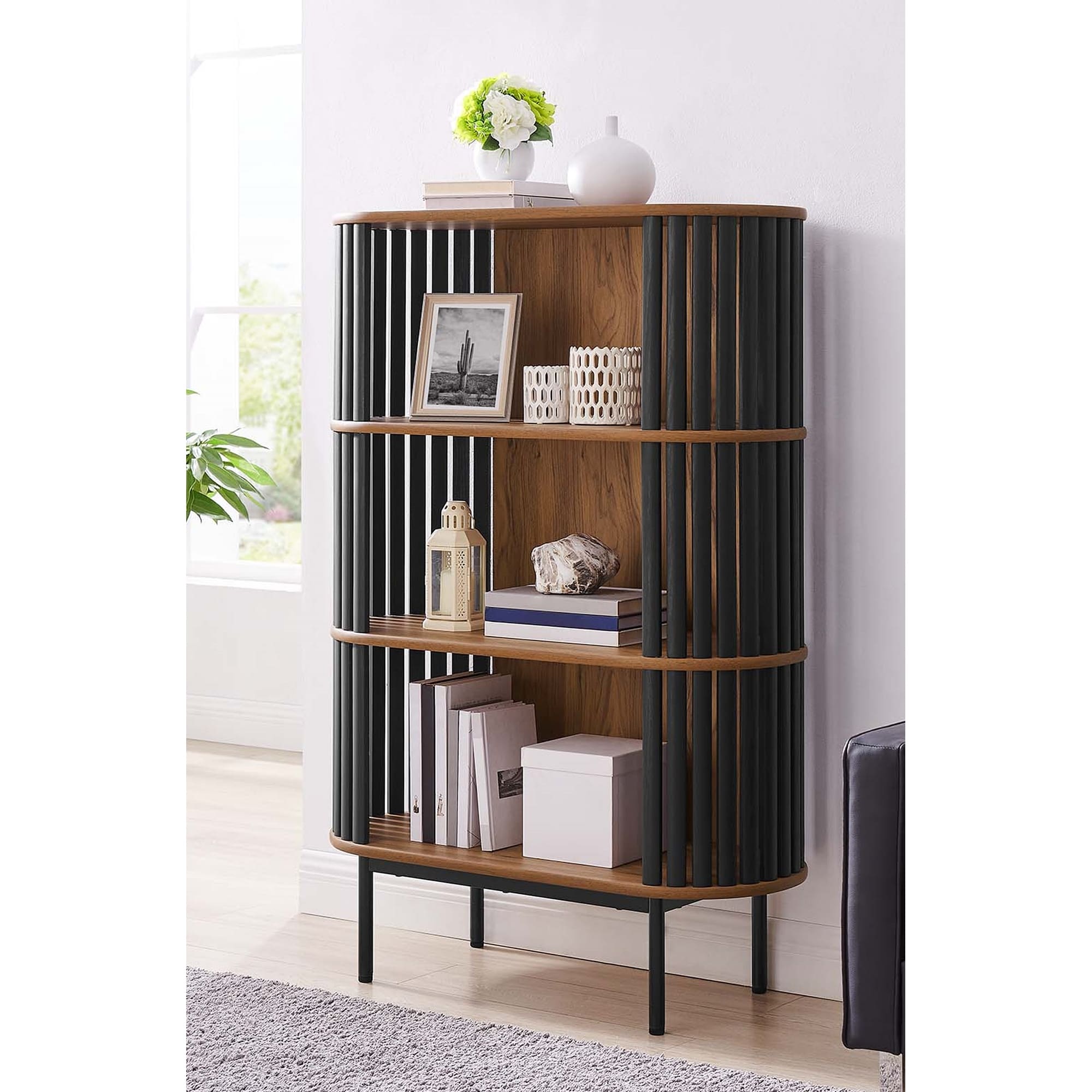 Wood two shelf bookcase top