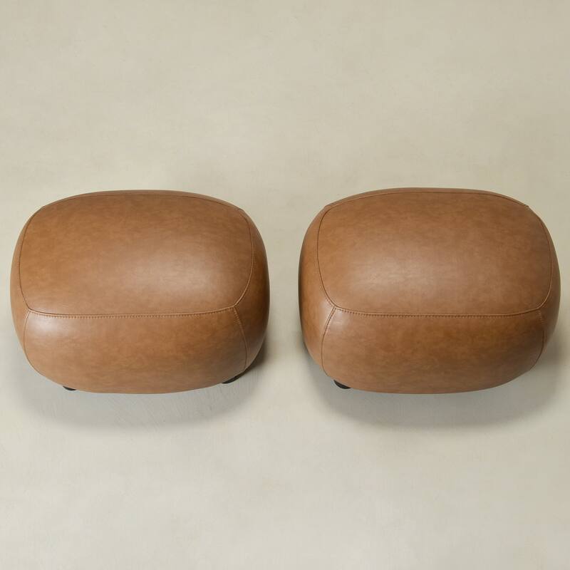 KINWELL 23" Wide Faux Leather Upholstered Ottoman Footrest, PU Entryway Footstool