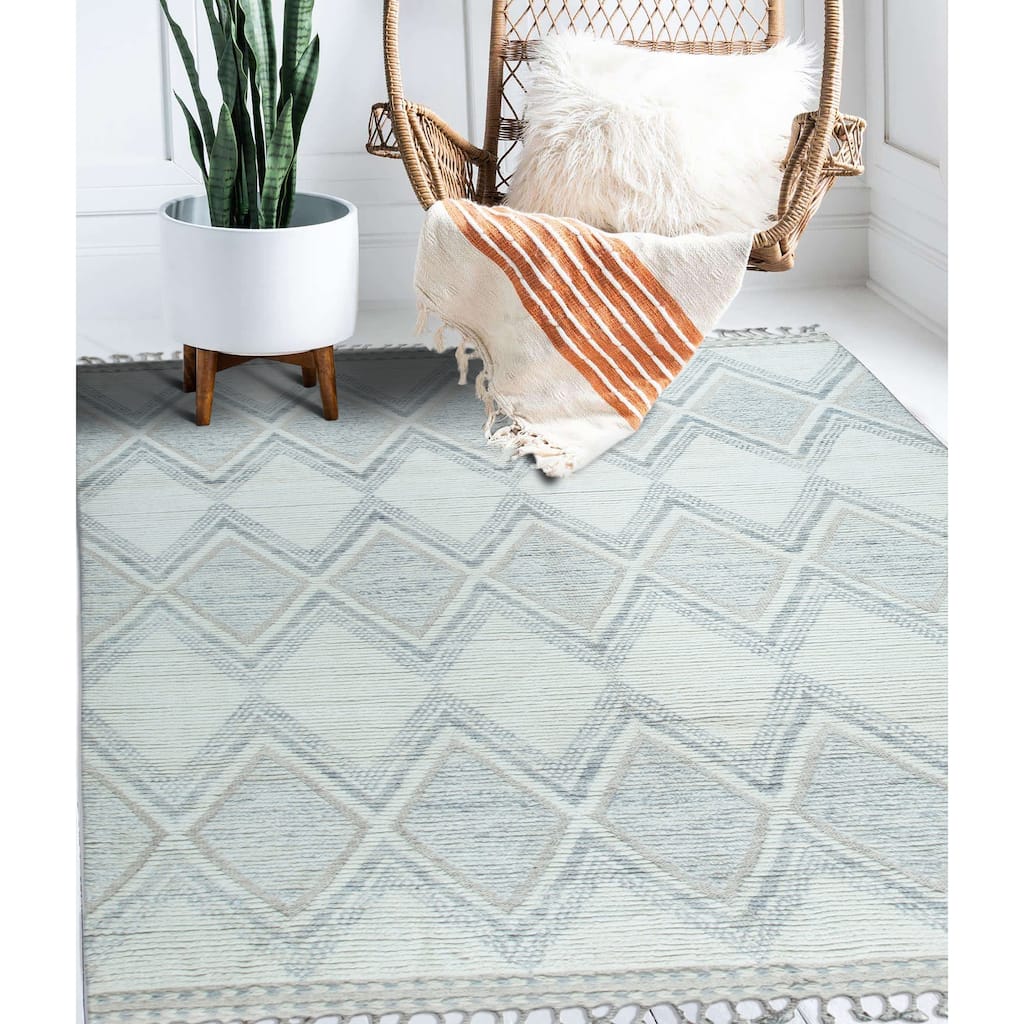 Home Decor Beig. E Hand-Knotted Wool Contemporary Marrakech Handspun Area Rug Stylish and Durable Rug for Living Room, Bedroom,