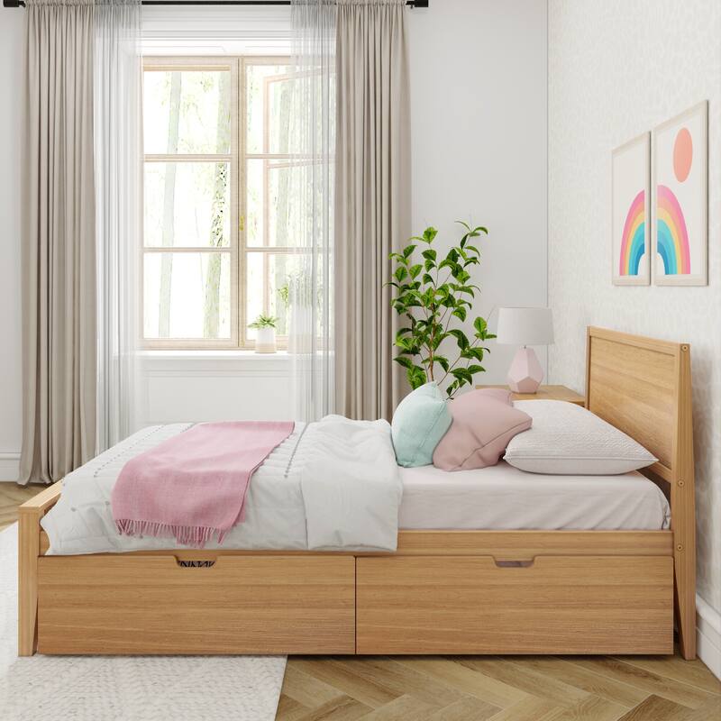 Max and Lily Twin-Size Bed with Panel Headboard and Storage Drawers