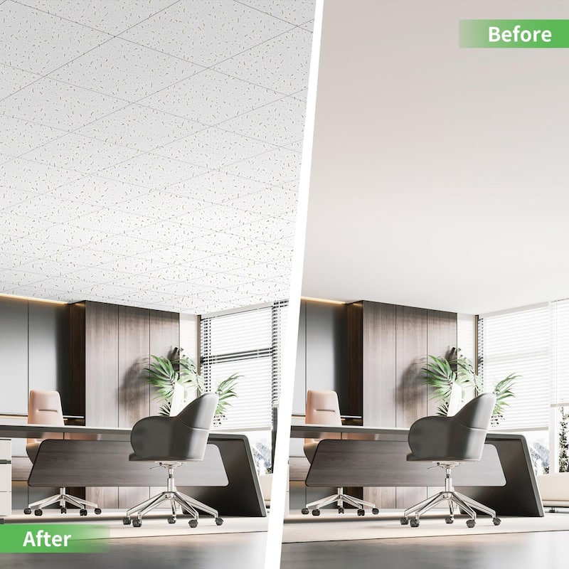 Art3d Flexible Easy DIY PVC Ceiling Tiles Wall Paneling 24"x24" or 24"x48"