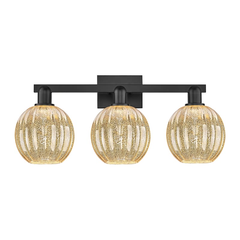Innovations Lighting 716-3W-12-26 Preston Vanity Preston 3 Light 26" - Matte Black / Mercury