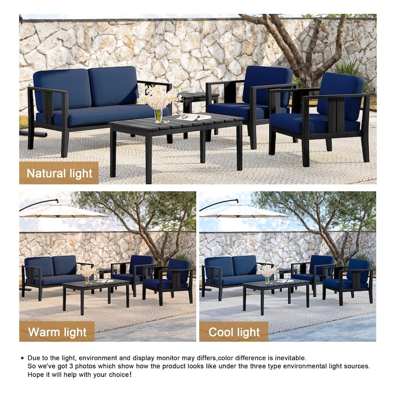 5-Piece Teak Wood Outdoor Conversation Set