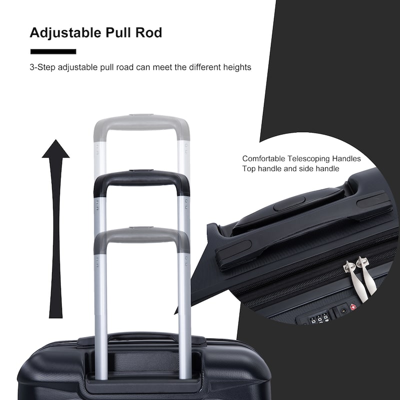 Luggage set of 5 pieces, expandable hard PC luggage set with TSA lock for rotating wheels