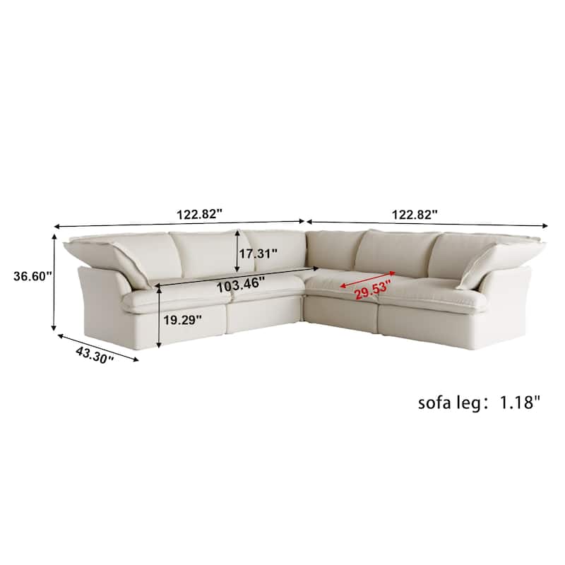 5-Seat Modern V Shape Sectional Couch for Living Room
