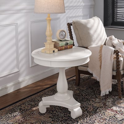 Mordent Fort Small Round End Table Accent Wooden Pedestal Side Coffee Table