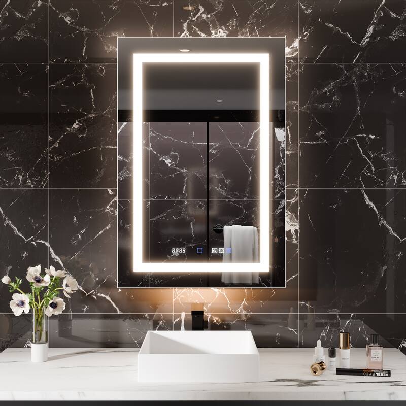36'' H Recessed or Surface Mounted Bathroom LED Mirror Cabinet With Defogger, Dimmer, 10x magnifying - 24"W X36"H,Left Open
