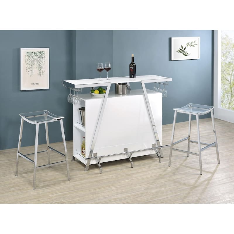 Clapper Clear and Chrome Stools (Set of 2)