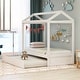 preview thumbnail 3 of 7, Twin Size Wood House Bed with Twin Size Trundle and Roof