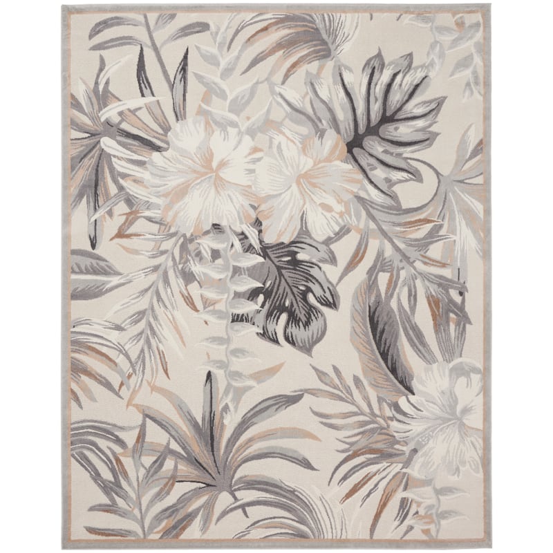 Nourison Seaside Tropical Modern Textured Indoor Rug - Ivory/Grey - 7'10" x 9'10"