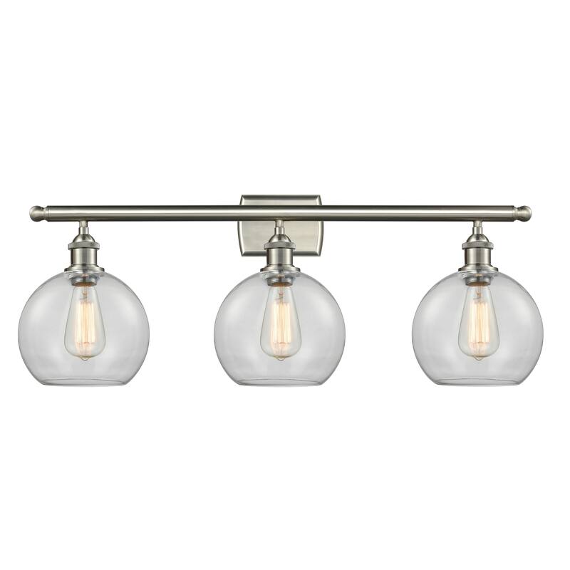 Innovations Lighting Athens 3 Light 26" Bath Vanity Light - 8" Shade - Clear/Brushed Satin Nickel