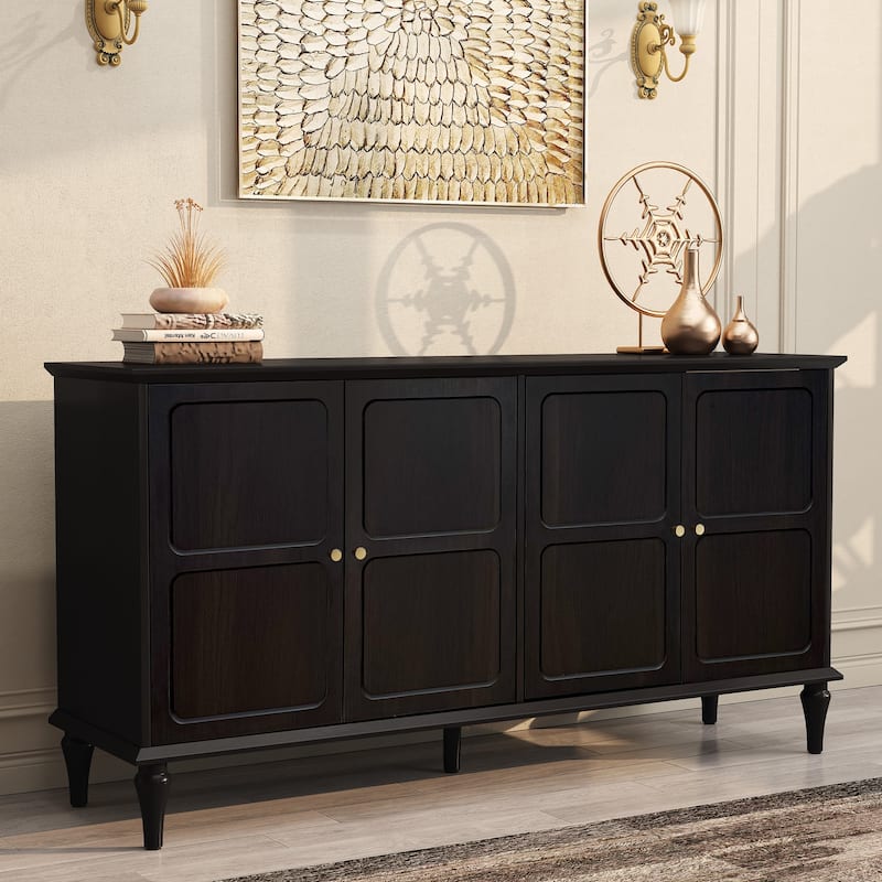 58" Mid-Century 4-Door Cabinet