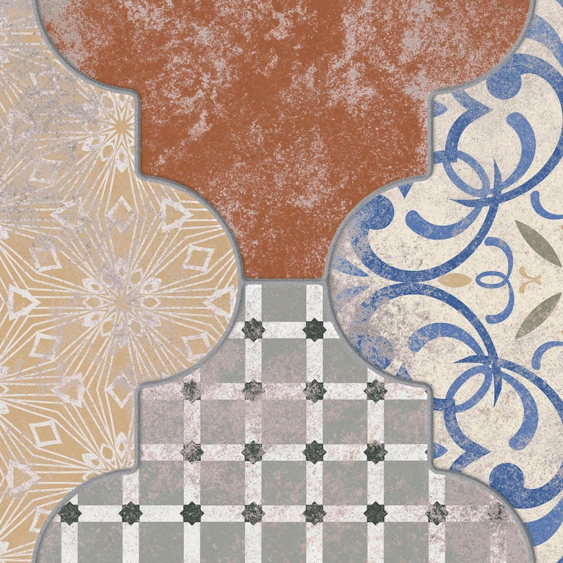 Merola Tile Riga Patchwork 23-1/2" x 21-3/4" Ceramic Floor and Wall Tile
