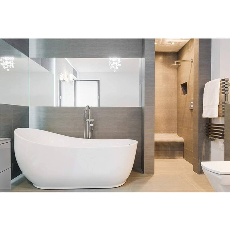 Vanity Art 71-inch Freestanding Acrylic Soaking Bathtub with Overflow & Pop-up Drain