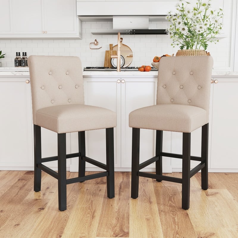 24 Inches Bar Stools Set of 2 Upholstered Counter height Bar Stools - N/A
