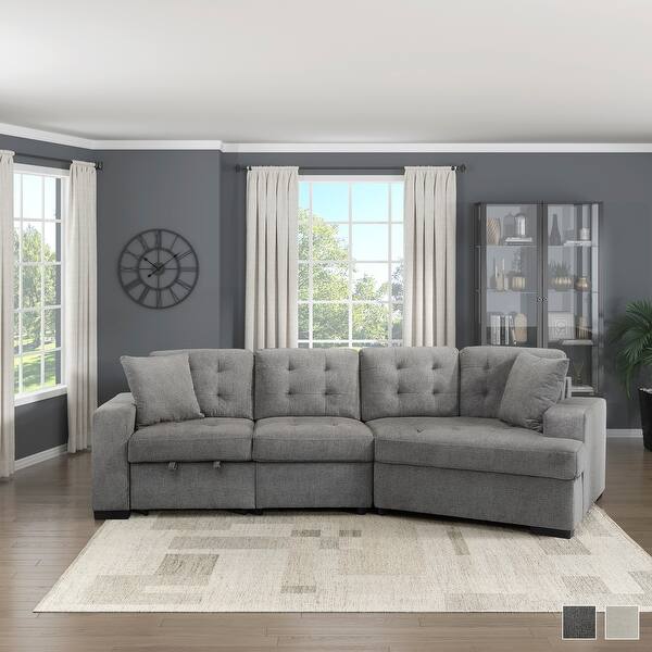 slide 2 of 14, Arnau 2-piece Space-saving Sectional Sofa with Pull-out Ottoman