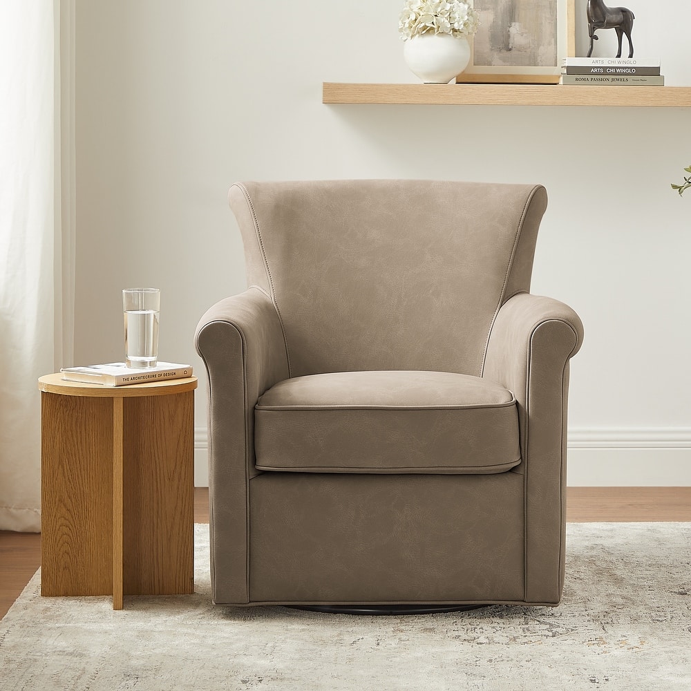 Whitby Faux Leather Swivel Accent Chair