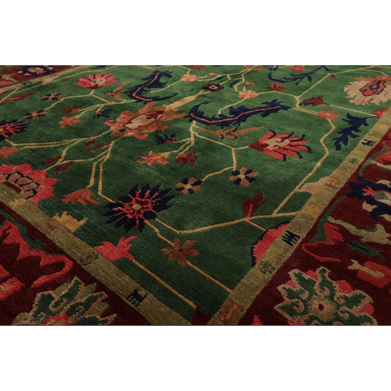 8x10 Hand Knotted Wool Green Tibetan Plush Pile Tufenkian Area Rug - 8' x 10'