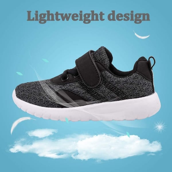 DADAWEN Boys Girls Lightweight Breathable Sneakers Strap Athletic Running Shoes