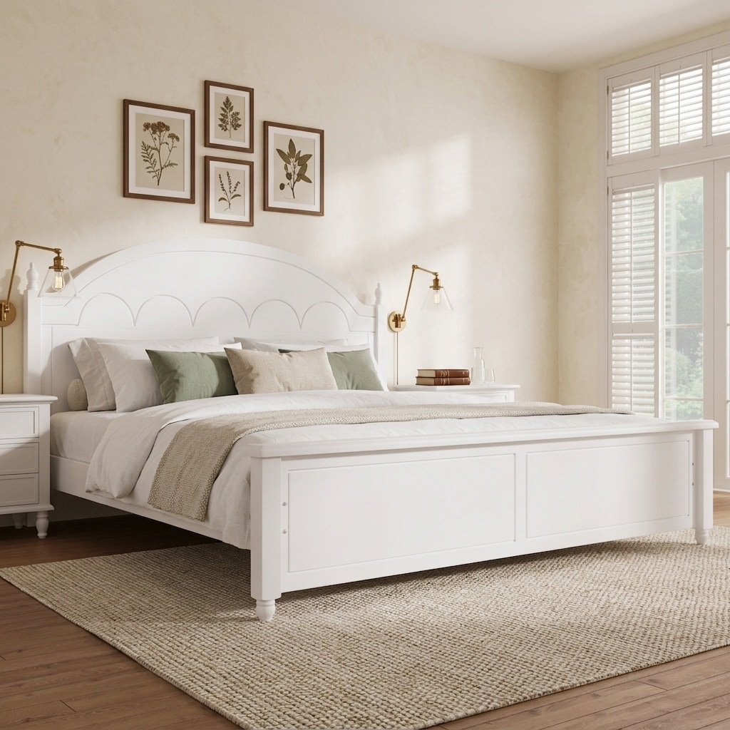 Solid Wood Bed Frame with Elegant Arched Headboard by Harper&Bright Designs
