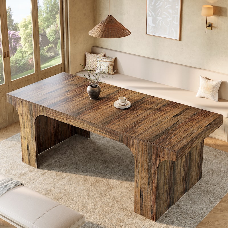 71" Large Wood Dining Table, Rectangular Kitchen Table, Dinner Accent Gathering Table