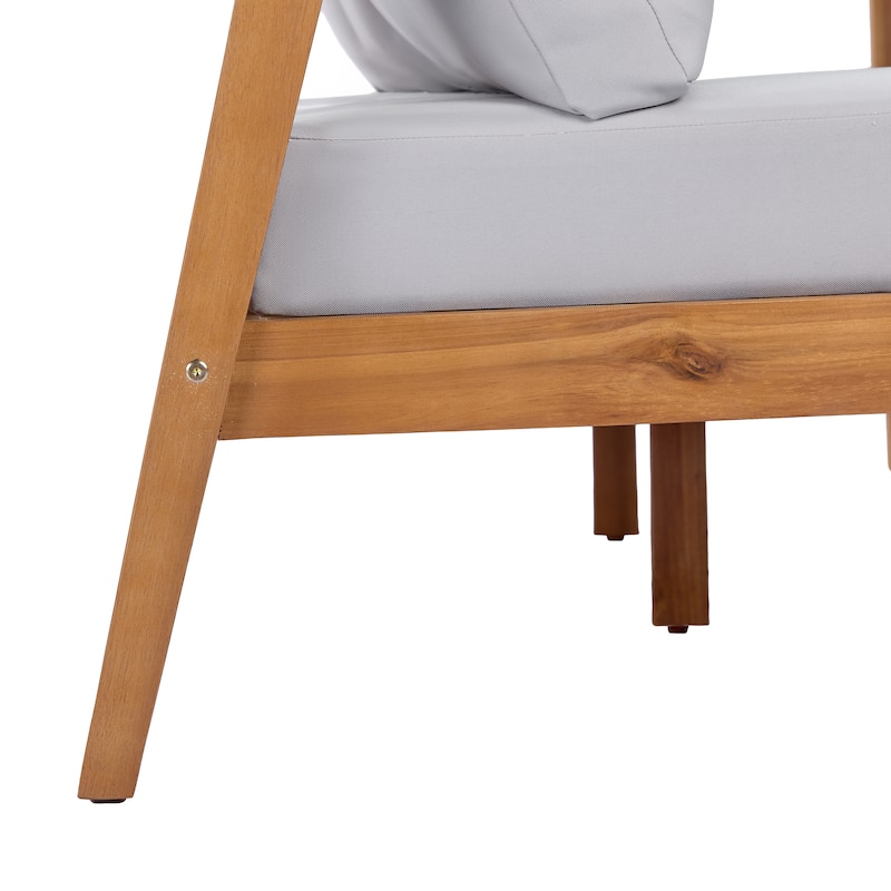 Christopher Knight Home - 76.38" W Outdoor Teak Finish Solid Wood 3-Seater Sofa with Cushions