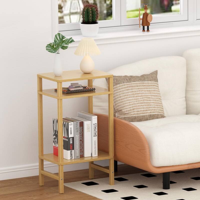 28in Tall Side Table 3-Tier Small Narrow End Table for Couch