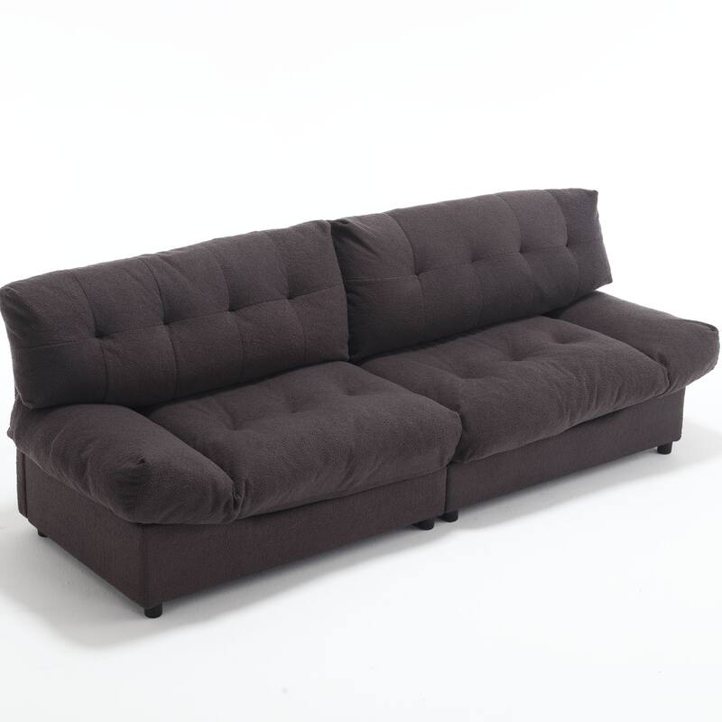 Modern Teddy Velvet 2-Seater Modular Sofa with Button Tufted Design and Plastic Feet