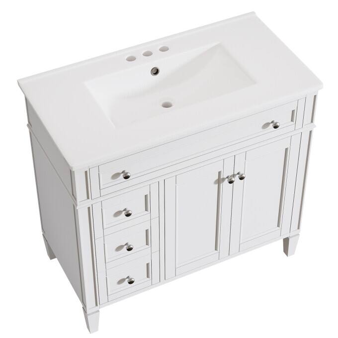 Modern Wood Bathroom Vanity, Storage Cabinet with Ceramic Sink