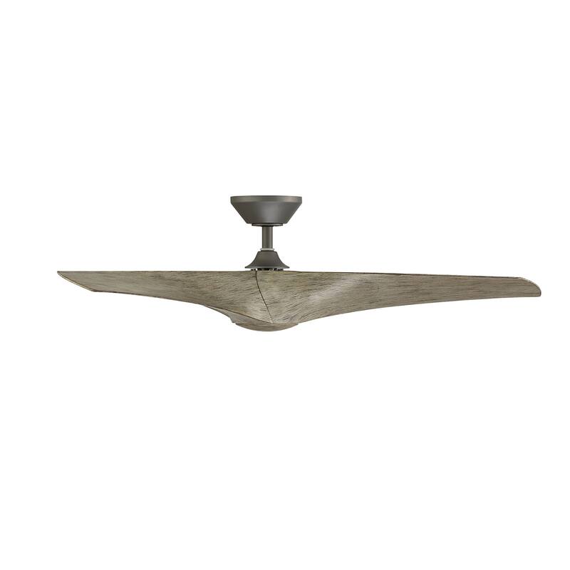 Zephyr Indoor and Outdoor 3-Blade Smart Ceiling Fan 52in with 3000K LED Light Kit and Remote Control with Wall Cradle