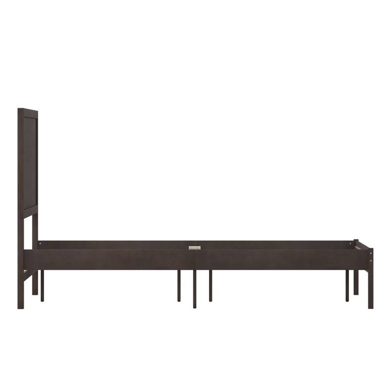 Solid Wood Platform Bed with Headboard and Wooden Slats