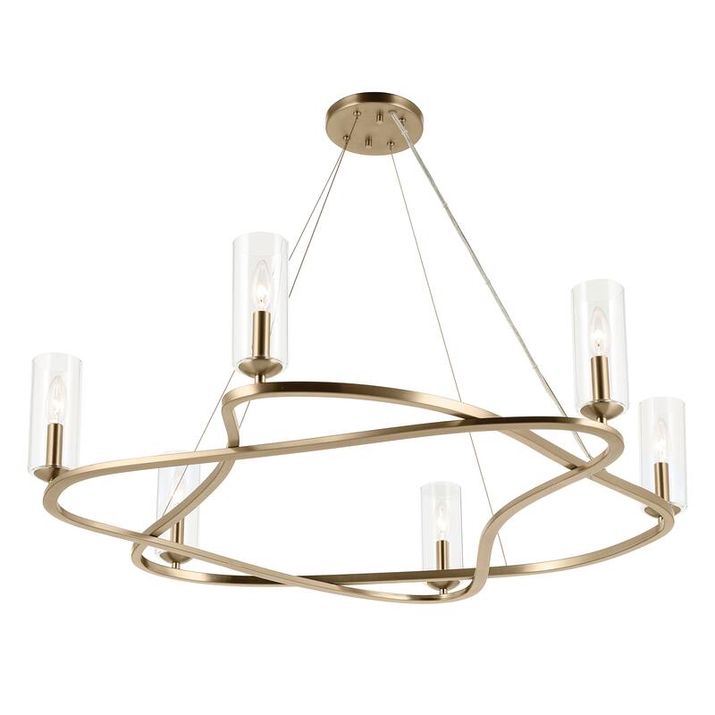 Harpin 37.75 Inch 6 Light Chandelier with Clear Glass in Champagne Bronze