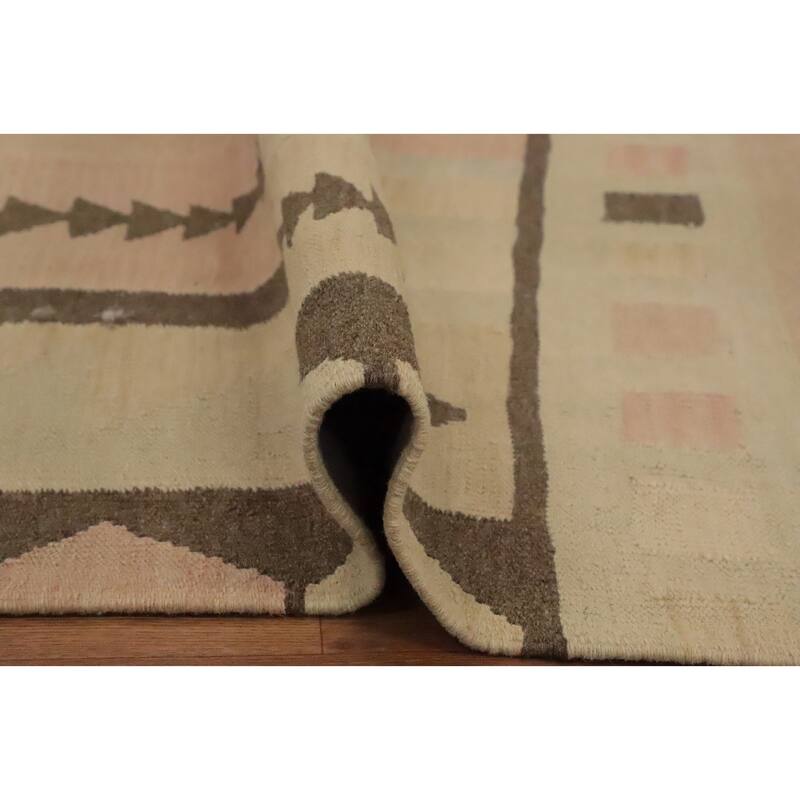 Hand Woven Oriental 100% Wool Carpet Southwestern Tribal Multi-Colored Kilim Area Rug - 8' 10'' X 6' 0''