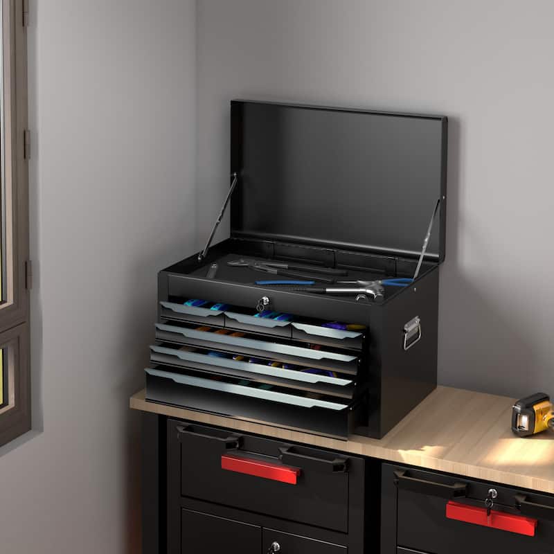 Gymax 24'' Tool Chest Case Steel Tool Box w/ 6 Drawers Top Storage