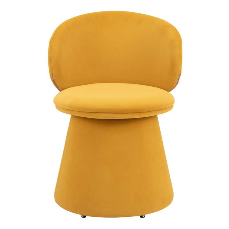 HomeRoots Orange Upholstered Velvet Swivel Dining Side Chair - 22.00 in. x 30.70 in. x 21.00 in.