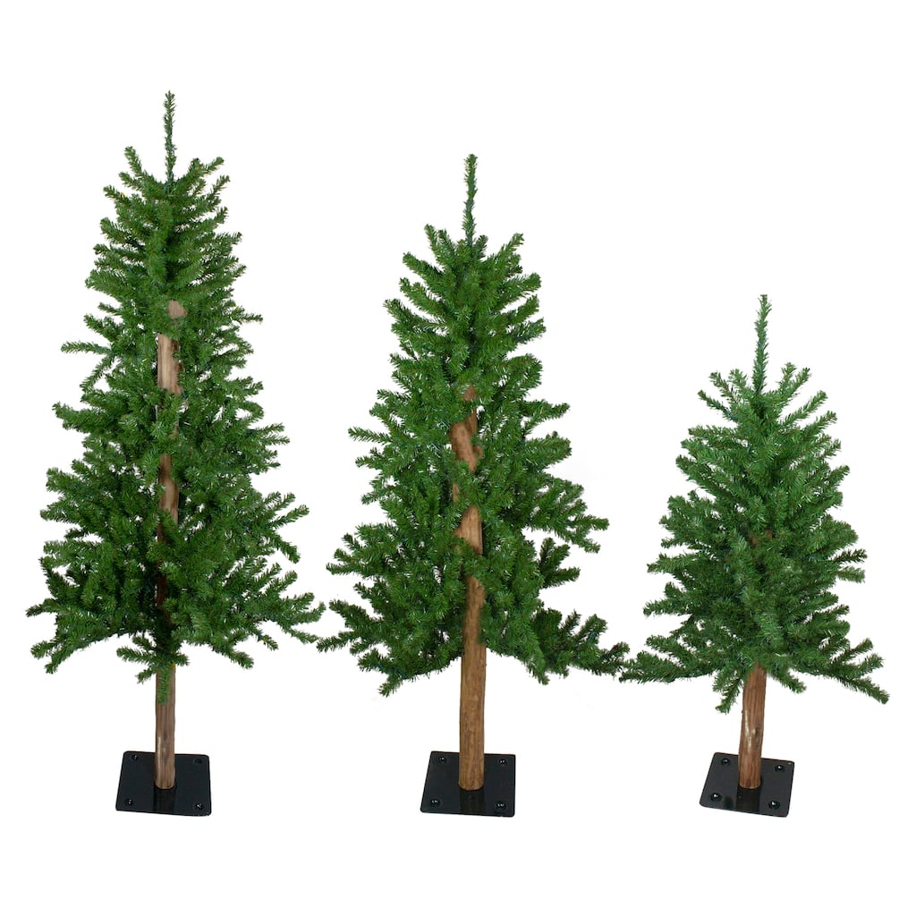 Slim Alpine Artificial Christmas Trees - 5'- Unlit - Set of 3 - 5 Foot