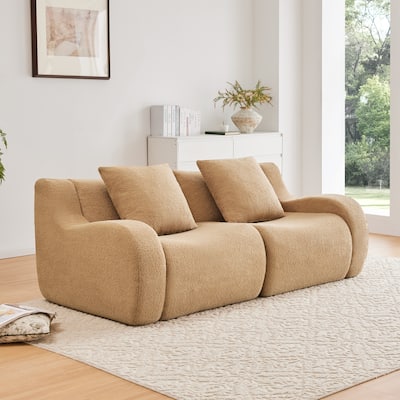 82.7" Floor Loveseat Modern Sectional Couch with Armrests for Apartment, Oversized Teddy Upholstered Living Room Sofa