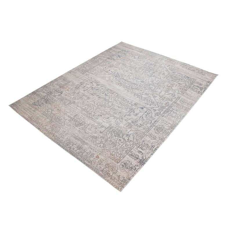 Distressed Phlox Beige Grey Rug