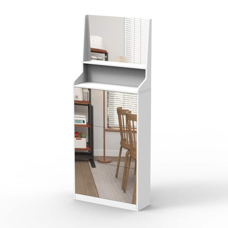 Shoe Cabinet with 3 mirrors,Shoe Storage Cabinet for Entryway,Vertical Shoe Cabinet for Front Door Entrance,Outdoor,Bedroom
