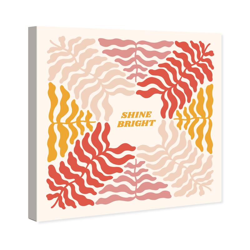 Wynwood Studio Canvas Typography and Quotes Shine Bright Leaf Orange Modern & Contemporary Wall Art Canvas Print