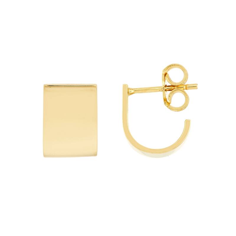 Curata 14k Yellow Gold 6.5mmx10mm Wide Flat J Hoop Earrings